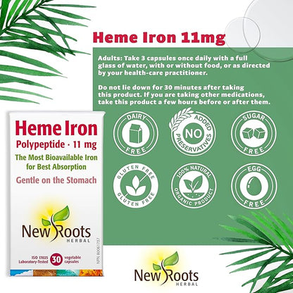 Heme Iron - New Roots Herbal - 30 Capsules