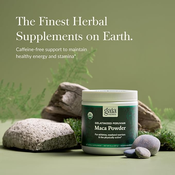 Gaia Herbs Maca Powder - Natural Energy Supplement - Supports and Maintains Healthy Energy and Stamina - Made with USDA Certified Organic Maca Root (Lepidium meyenii) - 8 Oz (69-Day Supply)