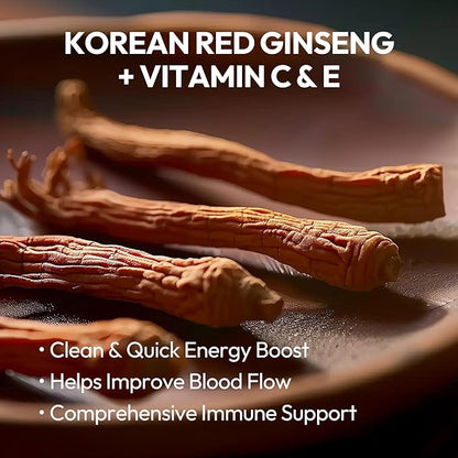Korean Red Ginseng Extract Pill - Red Panax Ginseng Supplements with Rice Powder, Vitamins C & E - Energy Boost & Immune Support Caffeine & Gluten Free (800 Pills, 5.93 oz)