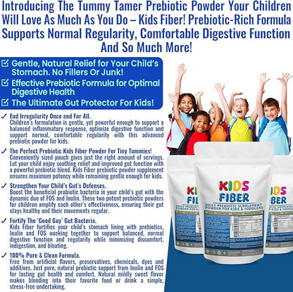 Kids Fiber for Constipation Relief, Prebiotics for Children, Toddler Fiber Supplement, Mild Sweetness Fiber Powder for Kids, Gut Health for Regularity & Softness 60 Servings