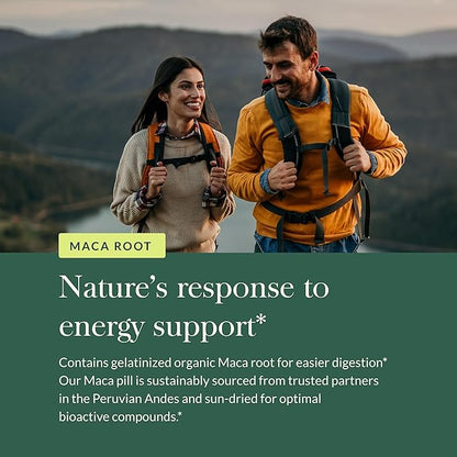 Gaia Herbs Maca Root - Caffeine-Free Natural Energy Supplement - Supports and Maintains Healthy Energy and Stamina - Made with Organic Maca Root (Lepidium meyenii) - 60 Vegan Capsules (30-Day Supply)