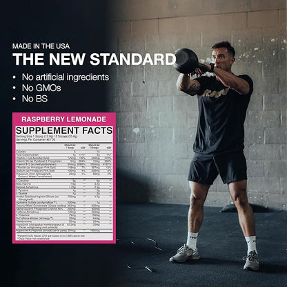 RAW Pre Workout Powder, Thavage (Raspberry Lemonade) - Chris Bumstead Sports Nutrition Supplement for Men & Women - Cbum Pre Workout for Working Out, Hydration, Mental Focus & Energy - 40 Servings