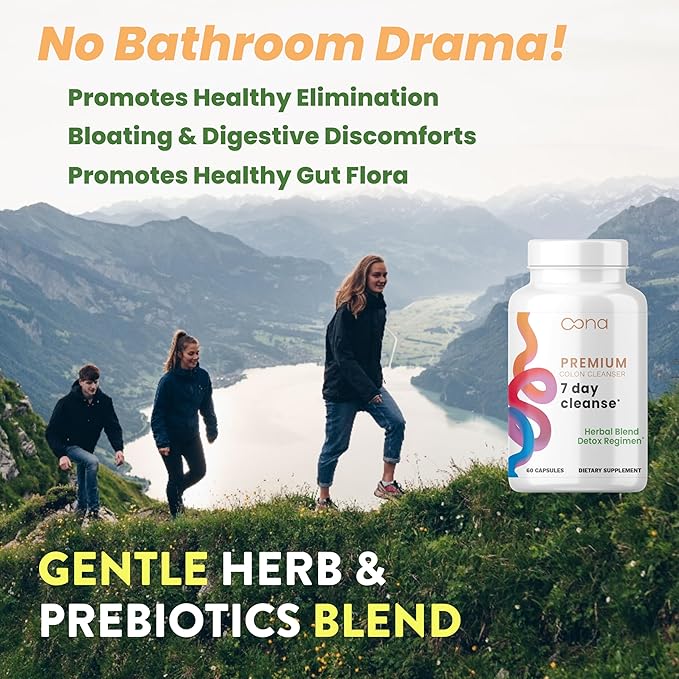 7 Day Advanced Colon Cleanse, Prebiotics & Natural Herbs, Supports Detox & Gut Flora for Women & Men, with Cascara Sagrada, Black Walnut Hulls & Black Cohosh, 30 Capsules 1-2 Daily | 7 Day Cleanse