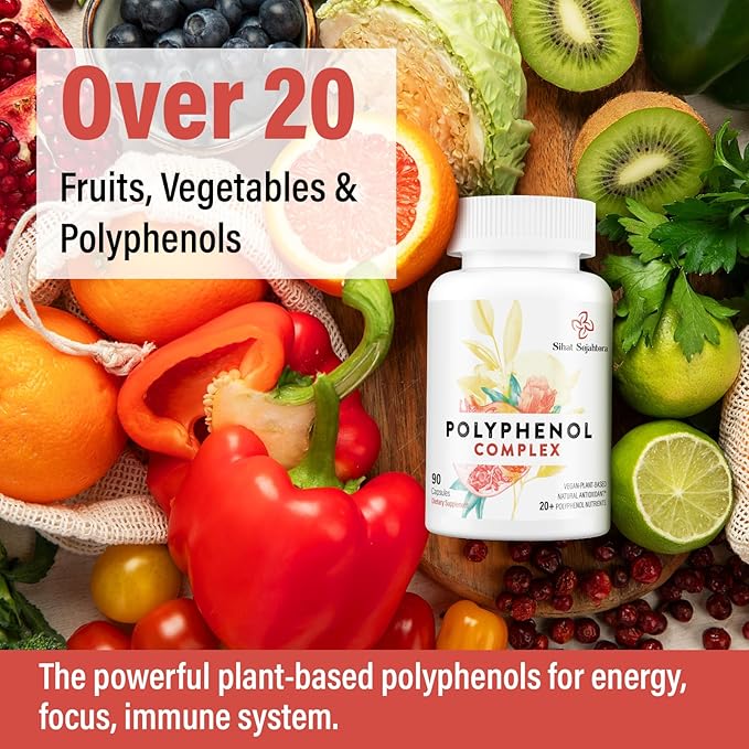 67,500 MG Polyphenols Supplement - Powerful Antioxidants & Polyphenol for Age Defense, Polyphenol Superfood, Quercetin, Resveratrol, Green Tea, Plant-Based & Energy, Immune Support, 360 Capsules