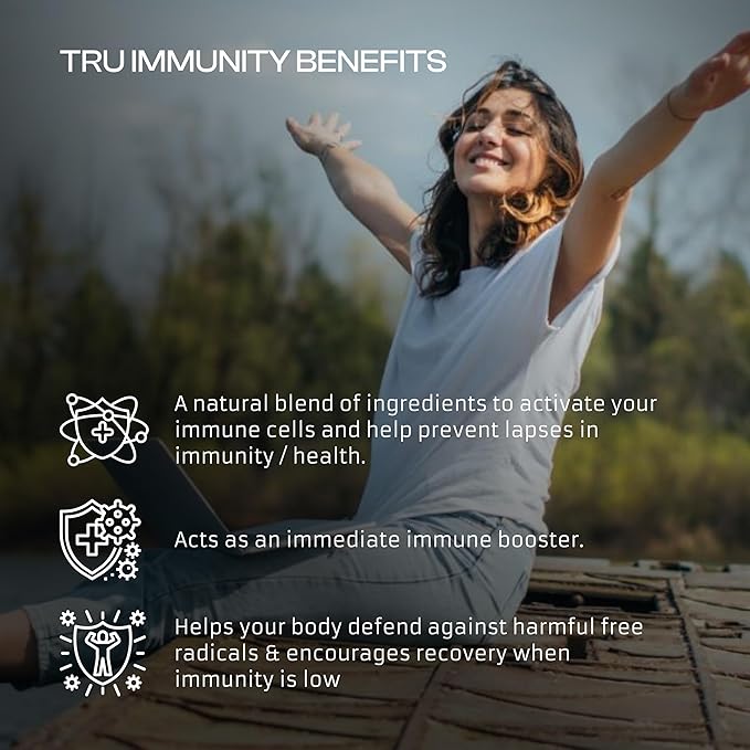 Tru Immunity Boost, Immune Support Supplement, Immune Booster Vitamins for Adults with Elderberry, Echinacea, Vitamin C, Propolis and Beta Glucans, 60 Vegan Capsules