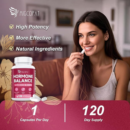 Hormone Harmony for Women with DIM, SGS 100mg, Women's Hormone Blend | Hormone Balance for Women | Estrogen Support, Mood Swings, PMS Relief, Menopause - 120 Capsules