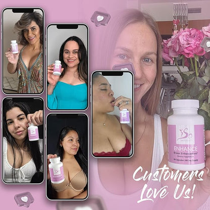 Enhance Breast Enlargement Pills - Breast Enhancement Pills for Women, Breast Enhancer, All-Natural Ingredients, 60 Capsules