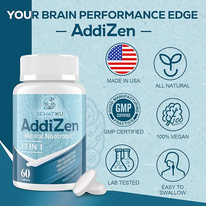 17-in-1 Brain Supplement for Memory and Focus | Natural Nootropics Brain Supplement for Brain Cognition, Energy | High Absorption | L-Theanine, Phytonutrient Blend and Vitamins B6, B12 | 2 Bottles