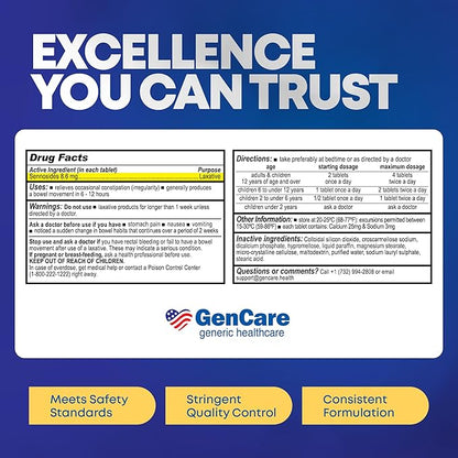 GenCare Senna Laxative 600 Tablets Senna 8.6mg Tablets with Natural Sennosides | Laxatives for Constipation, Bloating, Gas & Irregularity Relief. Safe & Effective | Generic for Senokot