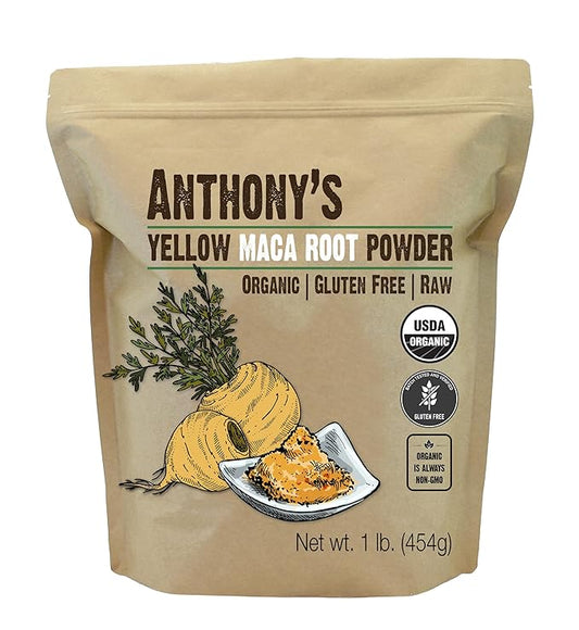 Anthony's Organic Yellow Maca Root Powder, 1 lb, Raw, Gluten Free, Non GMO, Non Gelatinized