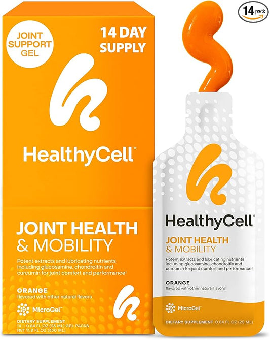 Healthycell Joint Health & Mobility Daily Liquid Supplement - Joint Support Supplement, Inflammation Response, Cartilage & Flexibility with Curcumin, Glucosamine & Chondroitin - 14 Gel Packs
