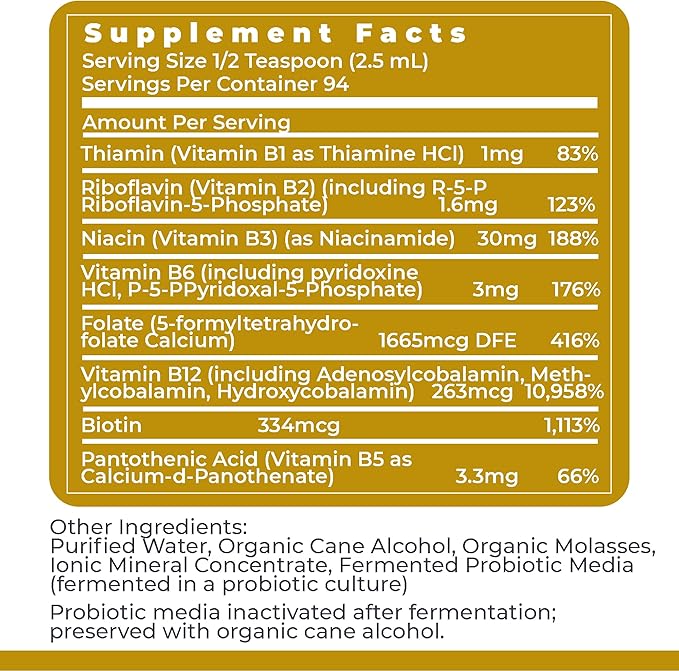 Premier Research Labs: Max B-ND Liquid Vitamin B-Complex for Liver & Brain Health - Sublingual Drops for Energy, Immune, Made in The USA - 8 fl oz - Thiamin, B12, B6 & More - for Men, Women, Kids