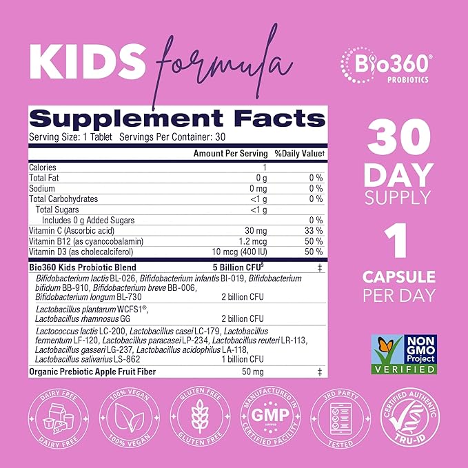 Probiotics for Kids - 15 Strains & 5 Billion CFU Supports Brain, Immune & Digestive Health - Kids Probiotic Chewable with Organic Prebiotics for Gut & Constipation, Mixed Berry Flavor, 60 Count