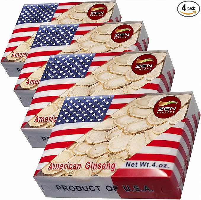 4 Boxes of Hand Selected American Wisconsin Ginseng Slice (16 Oz.) - Boost Your Immune System Fast