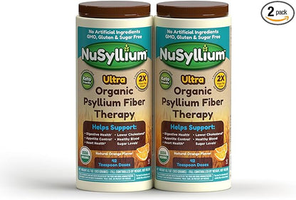Ultra Psyllium Husk Powder, Organic, 10.7 Oz (Pack of 2) Sugar Free, Keto-Friendly Fiber Supplement, Helps Promote Digestive Health* & Appetite Control* Natural Orange, 2 x 42 Servings