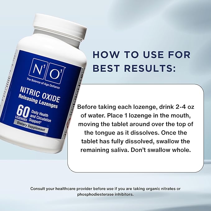 Nitric Oxide Lozenges for Heart Health Support - Dietary Supplement for Blood Flow, Oxygenation and Blood Pressure - 180 Count