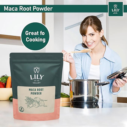 Lily of the Valley Maca Root Powder - Great Superfood for Breakfast, Smoothies & Baking - Premium Grade - Gelatinized for Easy Digestion - Vegan & Gluten-Free - Packed in Resealable Pouch (8oz, 226g)