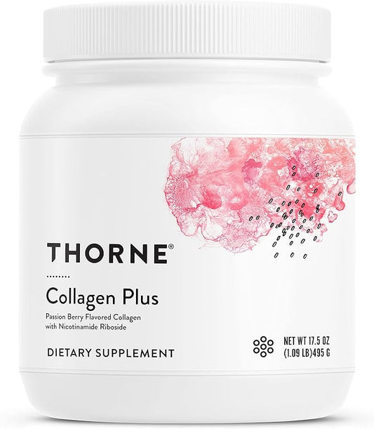 THORNE Collagen Plus - Collagen Peptides Powder with Nicotinamide Riboside and Clinically Studied Ingredients for Skin Texture and Moisture - Healthy Skin, Hair, and Nails* - 17.5 Oz - 30 Servings