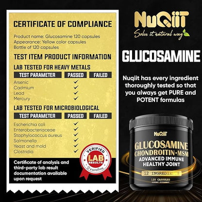 Glucosamine Chondroitin MSM with Immune & Joint Support Supplement 2000mg - Turmeric Curcumin Root, Boswellia, Elderberry, Echinacea & More - 120 Capsules - Bone Health, Flexibility & Strength Support