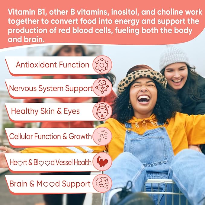Vitamin B1 Gummies with Benfotiamine 300mg, Allithiamine, Thiamine, Vitamin B Complex & Inositol, Methylated B1, B2, B6 Multivitamins, L-methylfolate, Methyl B12 for Nerve Energy Overall Health,120Cts