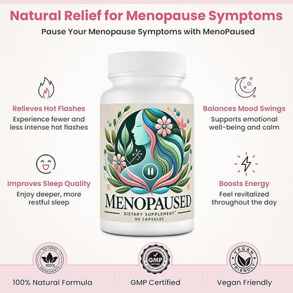 Complete Multi-Symptom Menopause Supplement for Women - Provide Menopause Relief, Hot Flashes, Night Sweats, & Mood Swings, Hormone Support for Women, Non-Gluten & Non-GMO, 90 Capsules