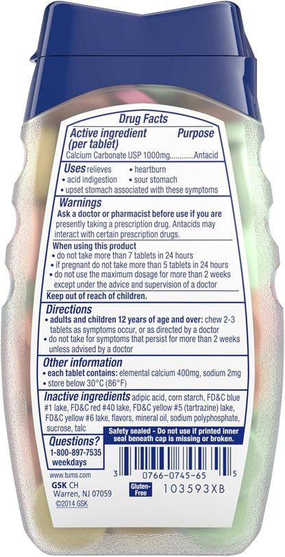 TUMS Ultra Strength Antacid Tablets for Chewable Heartburn Relief and Acid Indigestion Relief, Assorted Fruit - 160 Count