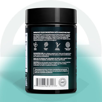 Digestive Enzyme Pro Blend with Bromelain & Papaya Enzyme – Gas and Bloating Relief for Women and Men, Gut & Digestive Health Supplement – Gluten-Free – 60 Veg Capsules