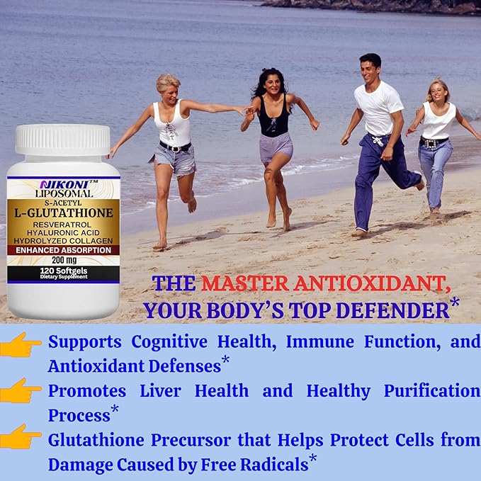 Liposomal S-Acetyl L-Glutathione Resveratrol, Hyaluronic Acid & Collagen 500 mg-480 Softgels