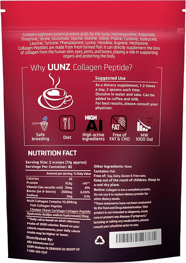 Multi Collagen Protein Powder - Type I,II,III,V,X with Biotin, Hyaluronic Acid, Vitamin C - Unflavored Collagen Peptides Supplements(Multi Collagen Peptides 2lb)