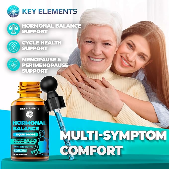 Liquid Hormone Balance Supplements for Women & PMS Relief - Menopause Support PMS Vitamins Menstrual Cramp Relief - PMS Supplements Chasteberry, Black Cohosh for Hot Flashes, Dong Quai & Probiotic