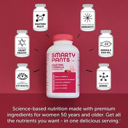 SmartyPants Gummy Multivitamin for Women 50 and Over: Omega 3 Fish Oil (EPA/DHA), Methylfolate & Teen Girl Multivitamin Gummies: Omega 3 Fish Oil (EPA/DHA), Vitamin D3, C, Vitamin B12