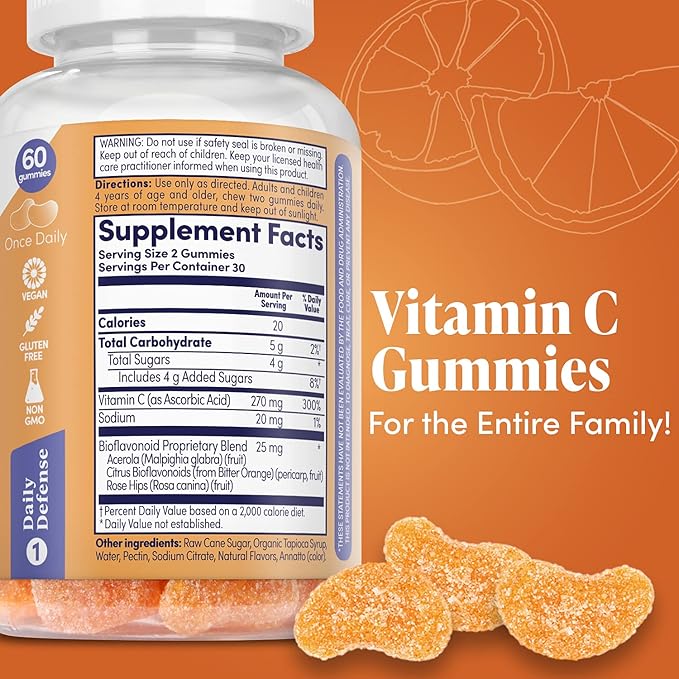 Zand Orange C Gummies | Immune Support for Adults & Kids with Vitamin C, Acerola & Rose HIPS | 60ct, 30 Serv.