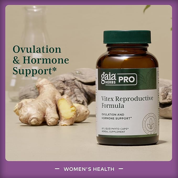 Gaia Herbs Pro Vitex Reproductive Formula - Aids Healthy Ovulation & Reproductive Function* - Supplement with Chaste Tree Berry, Dandelion Root & Ginger Root - 60 Liquid Phyto-Caps (30 Servings)