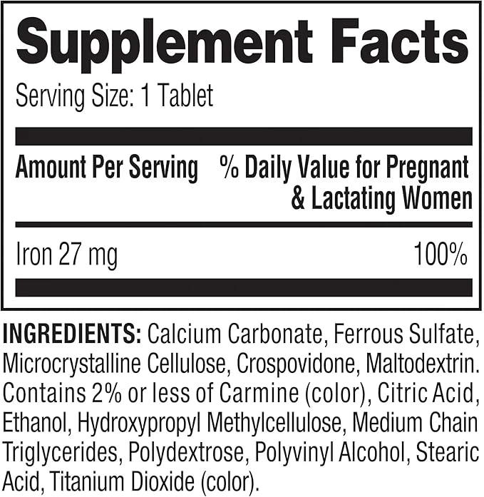 Convergence Spring Valley Iron as Ferrous Sulfate Tablets Dietary Supplement, 27 mg, 250 CountNo preservatives, Artificial Dyes or sweeteners