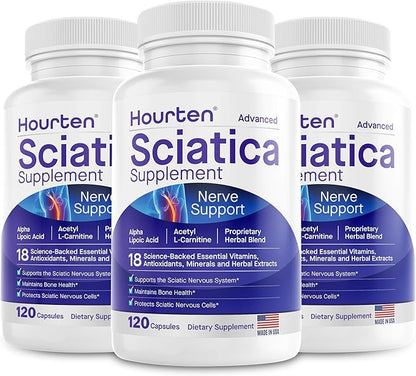 Advanced Sciatic Nerve Support Relief: Alpha Lipoic Acid - 18 in 1 Sciatica Supplements - Vitamin B Complex - Made in USA (360 Count (Pack of 1))
