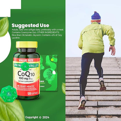 Rapid-Release CoQ10 100 mg, 120 Softgels with Bundle Exclusive Vitamins & Minerals - A to Z - Better Ligth&Spring Guide + Weekly Pill Organizer (3 Items)