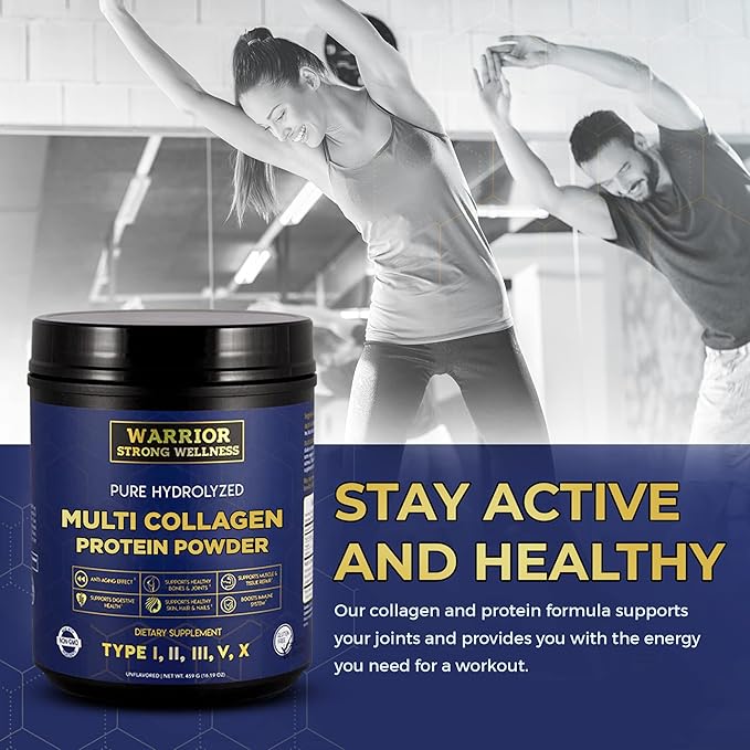 Pure Hydrolyzed Multi Collagen Protein Powder, Collagen Powder, Boost Energy, for Aging Skin Elasticity, Hair & Nails Growth Support, Joint Health (Unflavored)