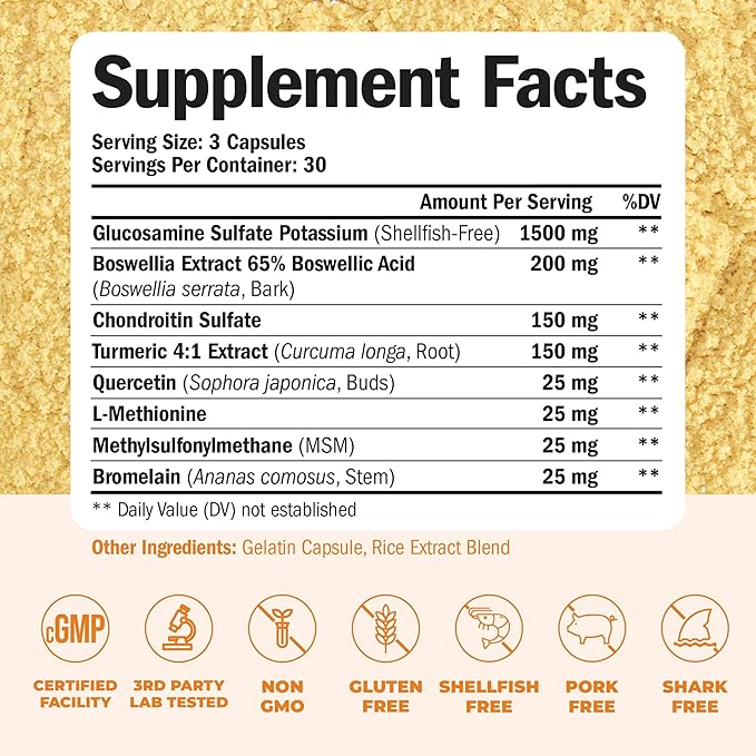 Glucosamine Chondroitin MSM and Turmeric Supplement - Joint Support Supplement for Women & Men with Boswellia & Glucosamine Sulfate 1500mg. Used for Cartilage & Joint Health & Flexibility - 2 Pack
