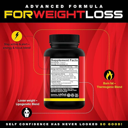 Ultra Powerful Diet Pills for Women and Men - Natural Metabolism Booster, Appetite Suppressant - Thermogenic Fat Burner - Energy and Focus Blend - Best Performing Weight Loss Supplement