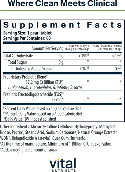 Hyperbiotics Vital Nutrients Pro Kids Probiotic | Allergen-Free Toddler Probiotics for Kids | Targeted Immune, Gut, and Digestive Health | Sugar-Free Orange Flavor | 60 Chewable Tablets