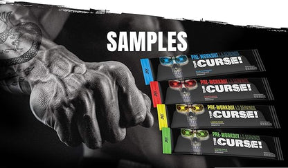 JNX SPORTS The Curse! Pre Workout Supplement - Energy & Focus, Strength Gains, Enhanced Blood Flow with Creatine & Caffeine | Sample Variety Pack | 5 x 8g Samples