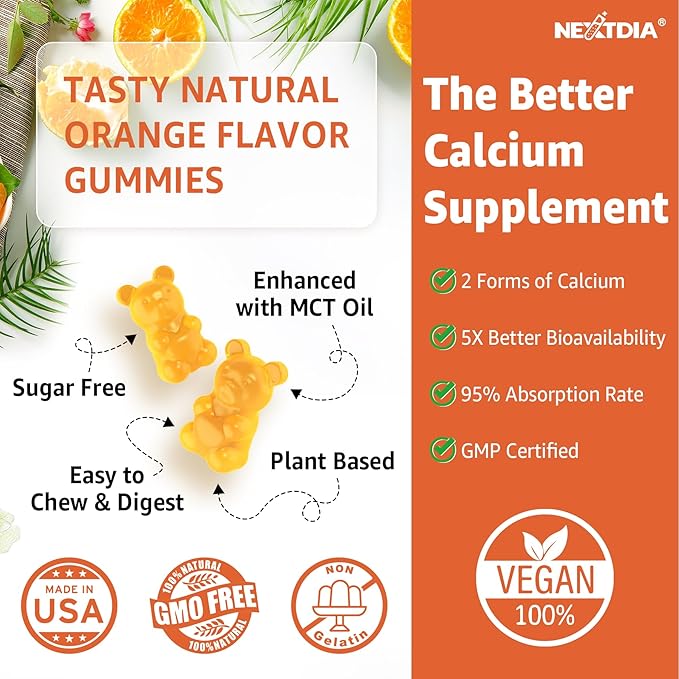 Calcium Supplements for Women & Men (Made in USA) - Calcium 1200mg with Vitamin D3 K2 B12 5000 IU Turmeric & Zinc, Suger-Free Calcium Gummies for Bone, Muscle & Immune Support - Vegan(120 Count)