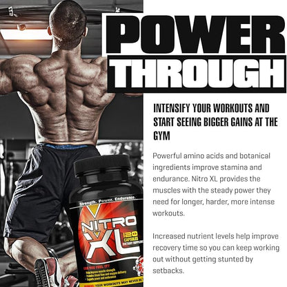 | Nitric Oxide Bodybuilding Supplement – with L-Arginine | Build Muscle Mass – Get Ripped – Boost Performance – Increase Endurance & Stamina – Intensify Your Workout | 120 caps