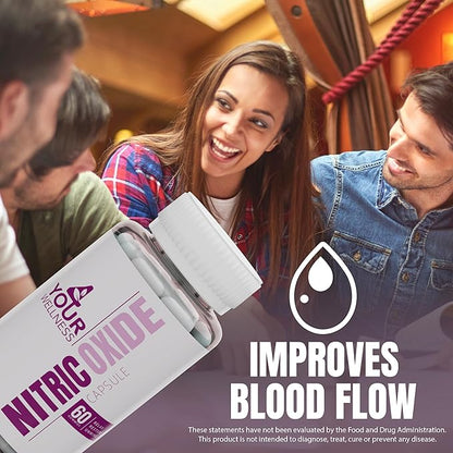 Nitric Oxide Supplement, with L Arginine and L Citrulline Boosting Nitric Oxide Production, Blood Pressure, and Circulation, Gluten Free, Non-GMO, Kosher (60)