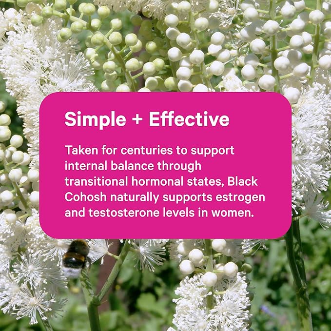 Pink Stork Black Cohosh Supplements for Women - 540 mg Pure Black Cohosh for Perimenopause, Menopause Support- 30 Capsules