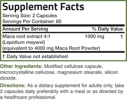 Bronson Maca Root Extra Lepidium Meyenii, Non-GMO, 120 Vegetarian Capsules