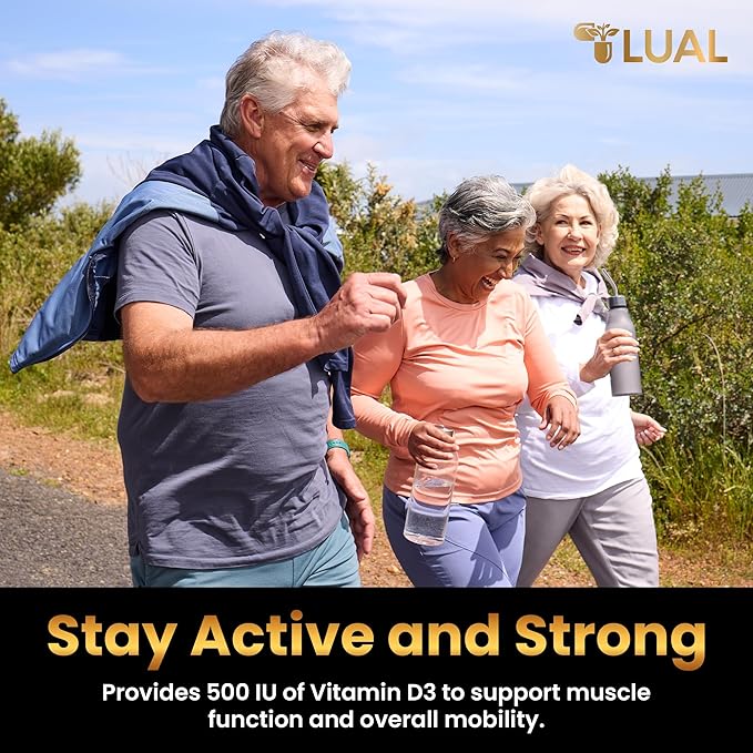 LUAL Calcium Minis 600 mg with Vitamin D3 - Bone & Muscle Support - 150 Mini Softgels - Easy to Swallow - Calcium & D3 for Strong Bones & Mobility