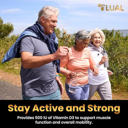 LUAL Calcium Minis 600 mg with Vitamin D3 - Bone & Muscle Support - 150 Mini Softgels - Easy to Swallow - Calcium & D3 for Strong Bones & Mobility