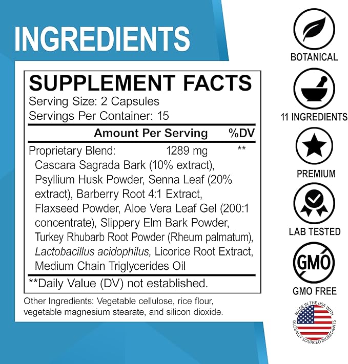 Colon Cleanser Detox for Weight Flush - 15 Day Colon Cleanse Pills & Probiotic - Fast Natural Laxative, Constipation Relief, Bowel Movement Supplements for Intestinal Stomach Bloating Gut Loss Support