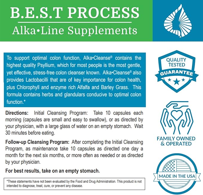 Alka•Cleanse Best Process Alkaline — Herbal Detox Colon Cleanse & Digestive Distress Formula — Psyllium Husk, Probiotics, Enzymes & Herbs (3)